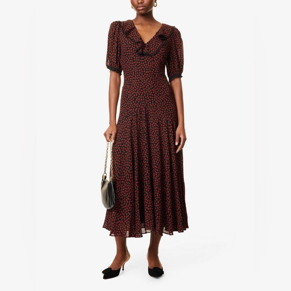 NWT Reformation Viral Women's Evra Lace Trim Open Back Maxi Dress Size 2 - Picture 2 of 14